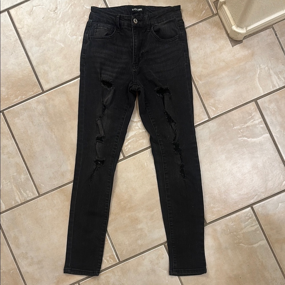 Stylish Black Distressed Jeans for Women